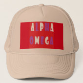 Alfa Omega rode witte paars Trucker Pet (Voorkant)