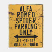 Alfa Romeo Spider Parking only Fleece Deken (Voorkant)