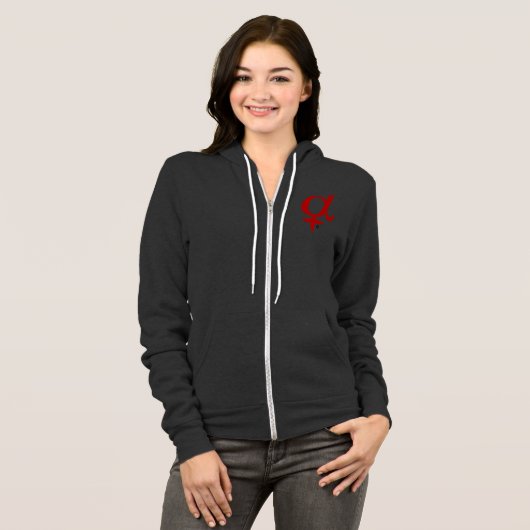 Alfa Vrouw Symbool Zip Hoodie (Voorkant volledig)