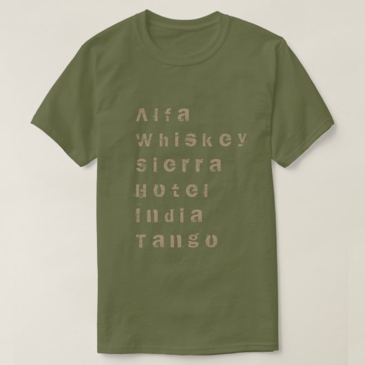 Alfa, Whiskey, Sierra, Hotel, India, Tango T-shirt (Design voorkant)