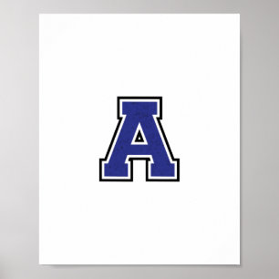 Alfabet A in blauwe kleur Poster