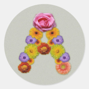 Alfabet A in de bloem Ronde Sticker