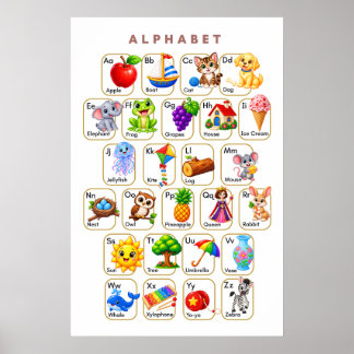 Alfabet A tot Z Dieren en Objecten voor Kinderen Poster