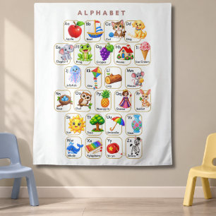 Alfabet A tot Z Dieren en Objecten voor Kinderen Wandkleed