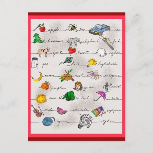 Alfabet A-Z Briefkaart (Voorkant)