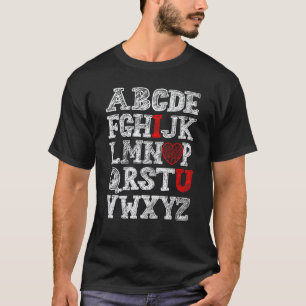 Alfabet ABC Ik Hou Van Jou Hart Engelse Leraar Val T-shirt