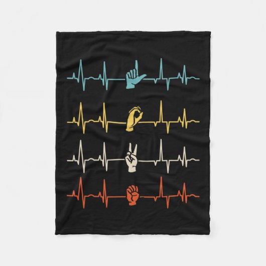 Alfabet Amerikaanse zangtaal ASL Teacher HeartB Fleece Deken (Voorkant)