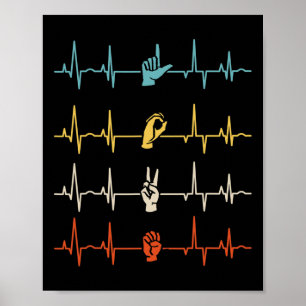 Alfabet Amerikaanse zangtaal ASL Teacher HeartB Poster