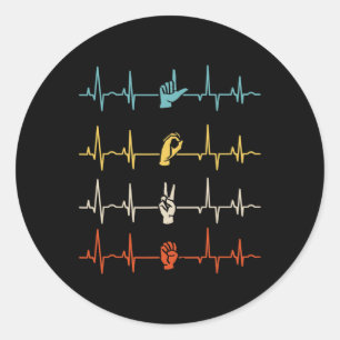 Alfabet Amerikaanse zangtaal ASL Teacher HeartB Ronde Sticker