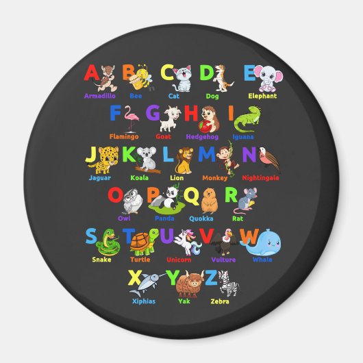 Alfabet Animal ABCs Learning Circle Magnet (Voorkant)