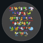 Alfabet Animal ABCs Learning Ronde Sticker<br><div class="desc">Alphabet Animal ABCs die Funny Gift Classic Round Sticker Classic Collectie leren.</div>