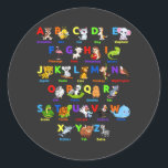 Alfabet Animal ABCs Learning Ronde Sticker<br><div class="desc">Alphabet Animal ABCs die Funny Gift Classic Round Sticker Classic Collectie leren.</div>