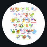Alfabet Animal ABCs Learning Ronde Sticker<br><div class="desc">Alphabet Animal ABCs die Funny Gift Classic Round Sticker Classic Collectie leren.</div>