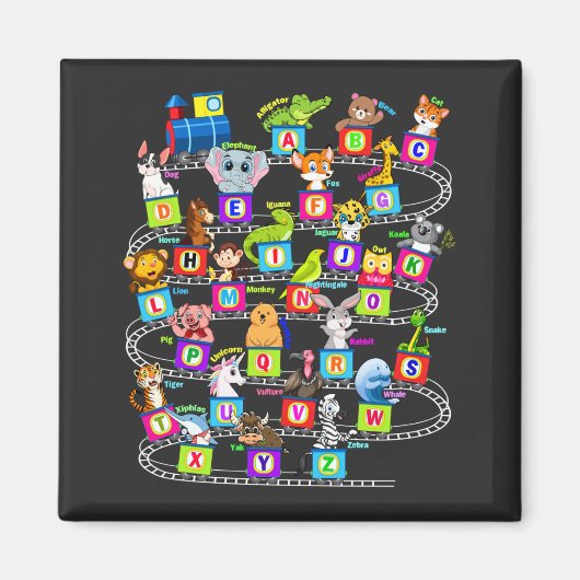 Alfabet Animal ABCs Learning Square Magneet (Voorkant)