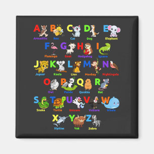 Alfabet Animal ABCs Learning Square Magnet