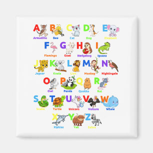 Alfabet Animal ABCs Learning Square Magnet