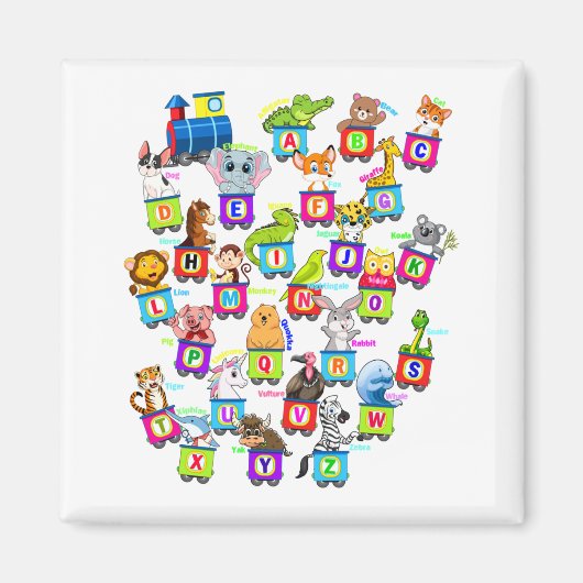 Alfabet Animal ABCs Learning Square Magnet (Voorkant)