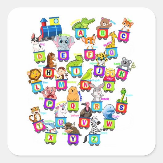 Alfabet Animal ABCs Learning Square Sticker (Voorkant)