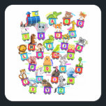 Alfabet Animal ABCs Learning Square Sticker<br><div class="desc">Alphabet Animal ABCs leren Funny Gift Square Sticker Klassiek Collectie.</div>