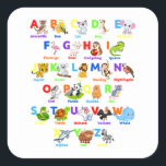 Alfabet Animal ABCs Learning Square Sticker<br><div class="desc">Alphabet Animal ABCs leren Funny Gift Square Sticker Klassiek Collectie.</div>