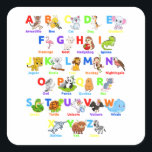 Alfabet Animal ABCs Learning Square Sticker<br><div class="desc">Alphabet Animal ABCs leren Funny Gift Square Sticker Klassiek Collectie.</div>
