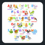 Alfabet Animal ABCs Learning Square Sticker<br><div class="desc">Alphabet Animal ABCs leren Funny Gift Square Sticker Klassiek Collectie.</div>