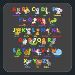 Alfabet Animal ABCs Learning Square Sticker<br><div class="desc">Alphabet Animal ABCs leren Funny Gift Square Sticker Klassiek Collectie.</div>