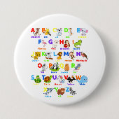 Alfabet Animal ABCs Ronde Button (Voorkant)