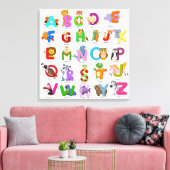 Alfabet Animal Clipart Learning Canvas Afdruk (Insitu (Woonkamer))
