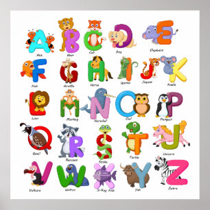 Alfabet Animal Clipart Learning Poster