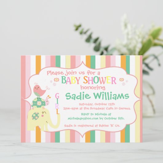 Alfabet Animals Baby shower Kaart (Staand voorkant)