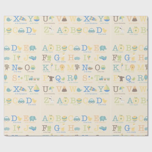 Alfabet Animals booys Birthday Cute Letters Cadeaupapier (Vlak)