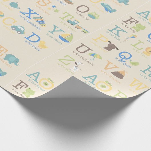 Alfabet Animals booys Birthday Cute Letters Cadeaupapier (Hoek)