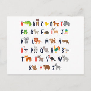 Alfabet Animals - super schattig! Briefkaart