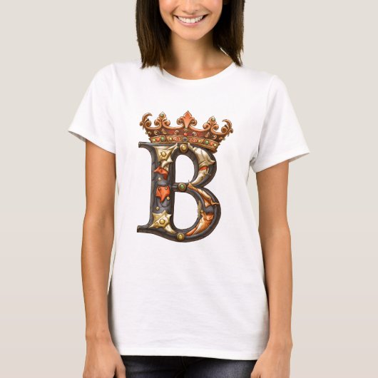 Alfabet b met kroon t-shirt (Voorkant)