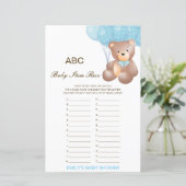 Alfabet Baby Baby shower Game PRINED (Staand voorkant)