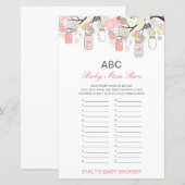 Alfabet Baby Baby shower Game PRINED (Voorkant / Achterkant)