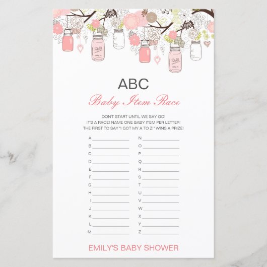 Alfabet Baby Baby shower Game PRINED (Voorkant)