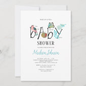 Alfabet | BABY SHOWER | Blauw | Uitnodiging (Voorkant)