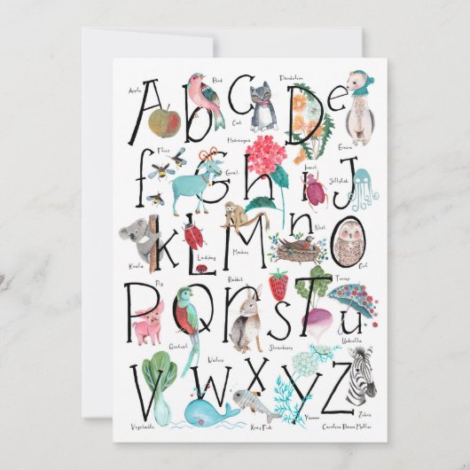 Alfabet | BABY SHOWER | Blauw | Uitnodiging (Achterkant)