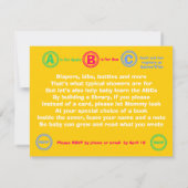 Alfabet Baby shower Kaart (Achterkant)