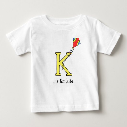 Alfabet Baby T-Shirt: K is voor Kite (Voorkant)