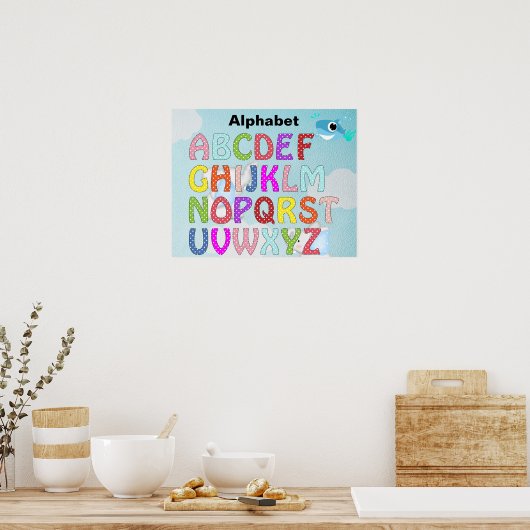 Alfabet blauw poster (Keuken)