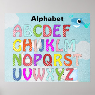Alfabet blauwe poster