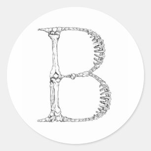 Alfabet Bone Letter B Ronde Sticker