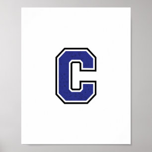 Alfabet C in blauwe kleur Poster