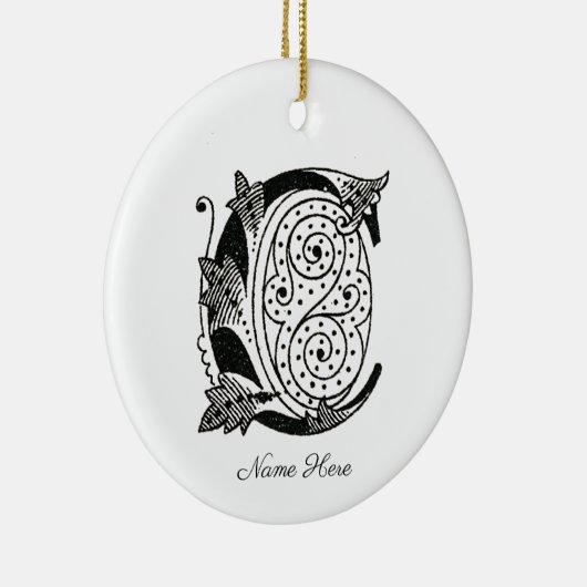 Alfabet c, letter c, monogram c, keramische siervo keramisch ornament (Rechts)