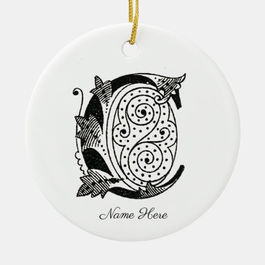 Alfabet c, letter c, monogram c, keramische siervo keramisch ornament (Voorkant)