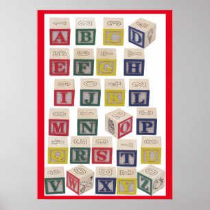 Alfabet Chart Extra grote gekleurde blokken Poster