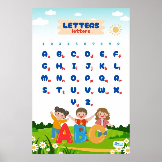 Alfabet & Cijfers Educatief Poster (Voorkant)